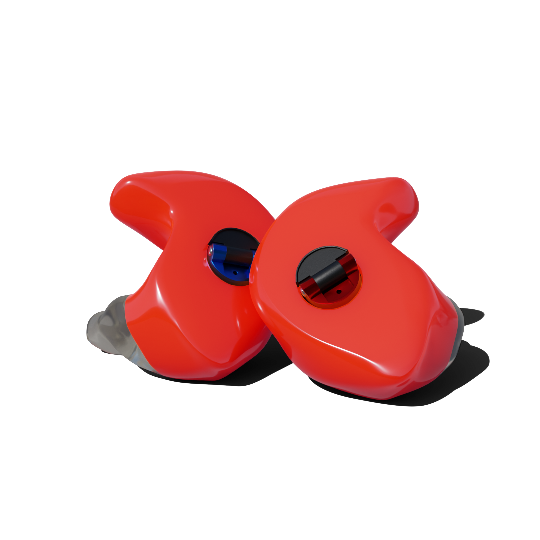 Custom Made Ear Plugs for Motorcycling. Red CF Dual from Custom Fit Guards