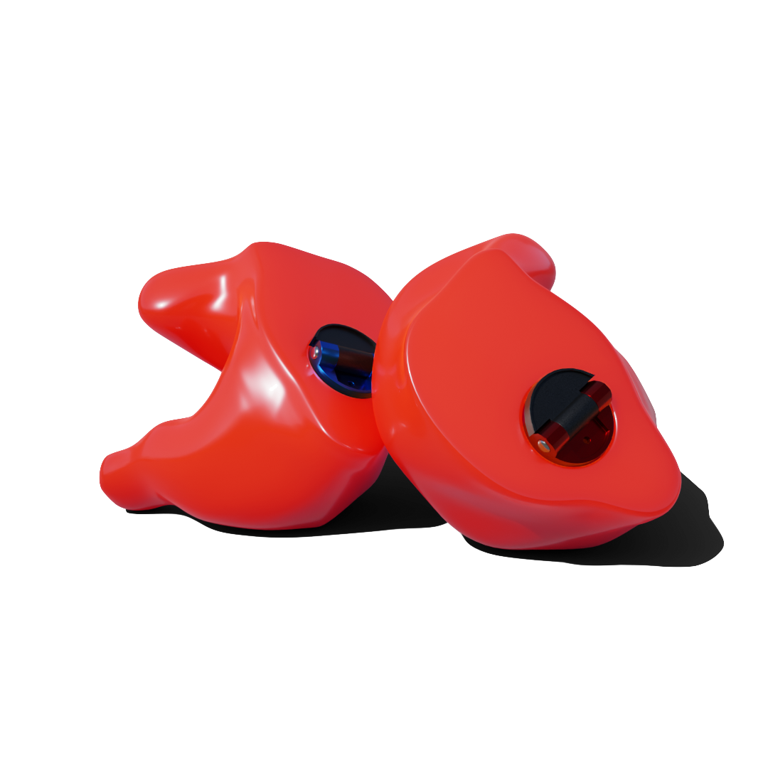 Custom Made Ear Plugs for Shooting. Red CF Flip from Custom Fit Guards