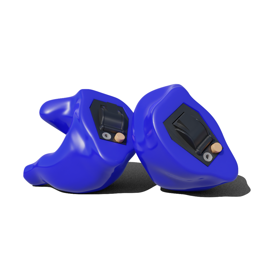 Custom Made Electronic Ear Plugs for Shooting. Blue CF Digitals from Custom Fit Guards