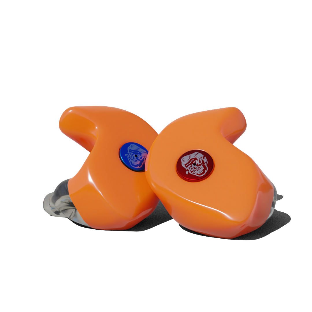 Custom Made Ear Plugs for Motorcycling. Orange CF Auto from Custom Fit Guards