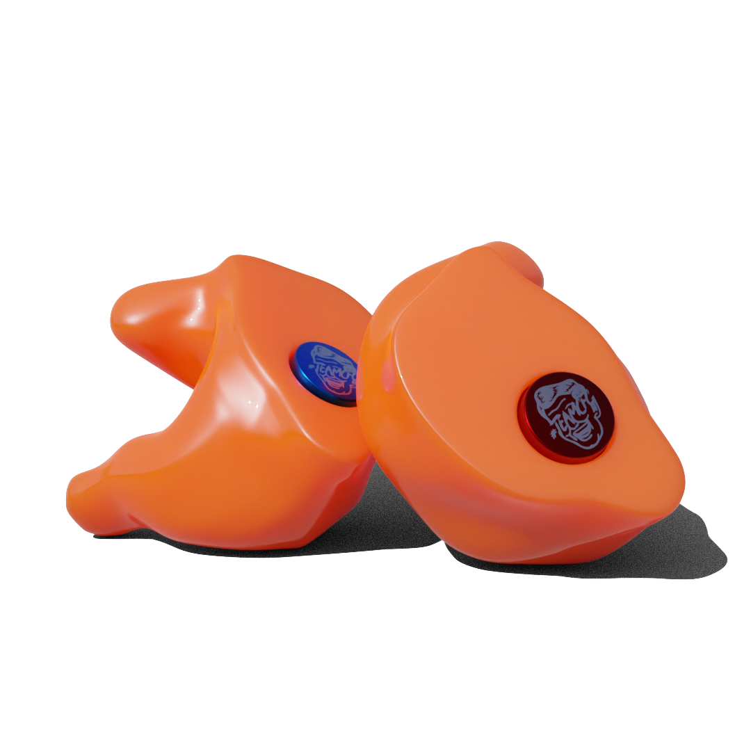Custom Made Ear Plugs for Shooting. Orange CF Block from Custom Fit Guards