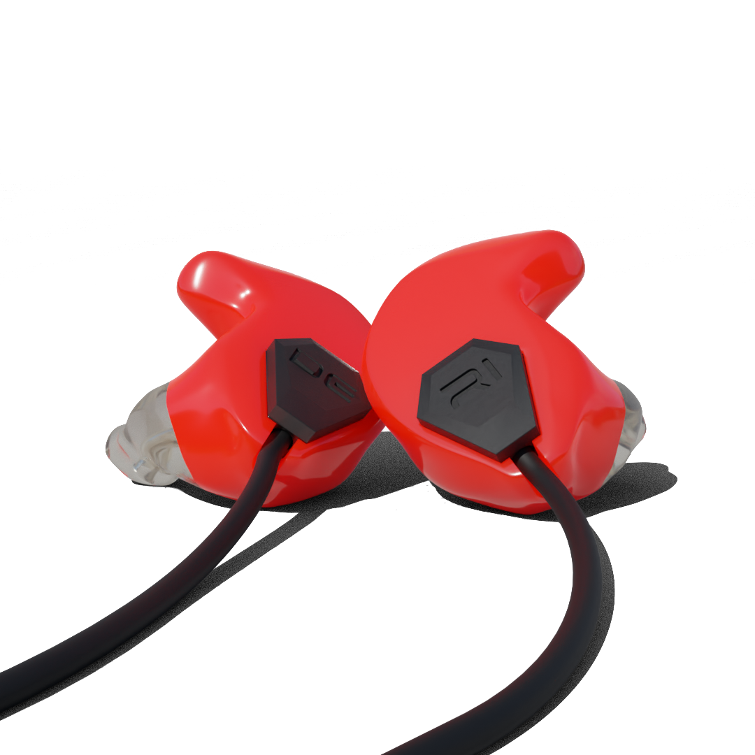 Custom Earphones for Motorcycle. Red Ride from Custom Fit Guards