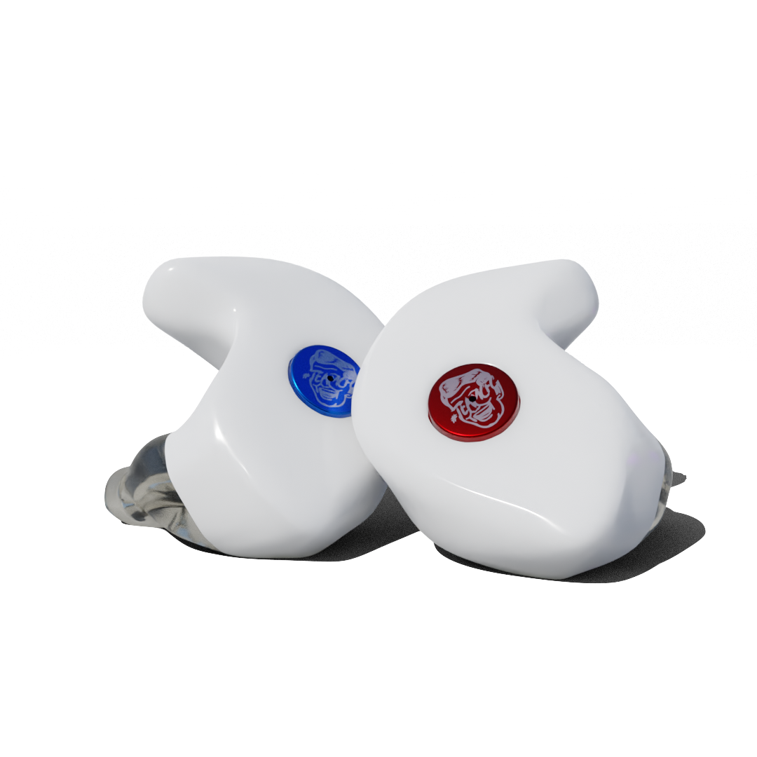 Custom Made Ear Plugs for Motorcycling. White CF Auto from Custom Fit Guards