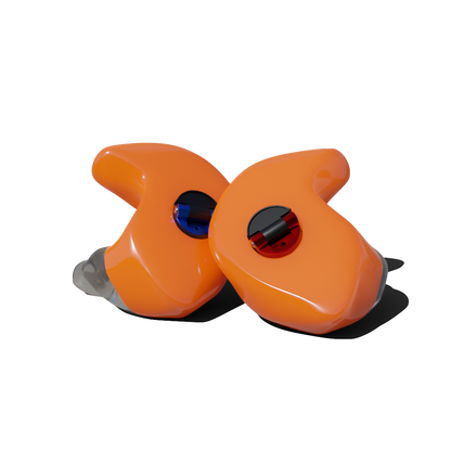 Custom Made Ear Plugs for Motorcycling. Orange CF Dual from Custom Fit Guards