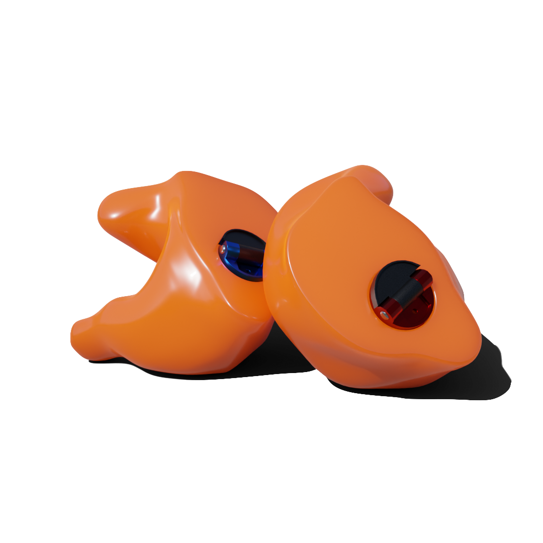 Custom Made Ear Plugs for Shooting. Orange CF Flip from Custom Fit Guards