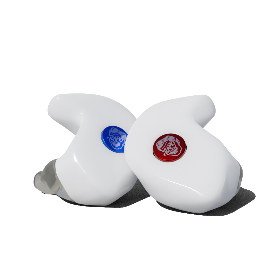 Custom Made Ear Plugs for Motorcycling. White CF Motoblock from Custom Fit Guards
