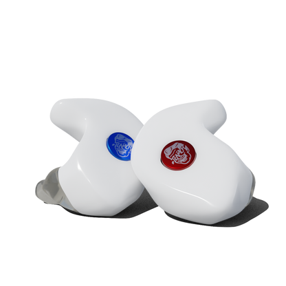Custom Made Ear Plugs for Motorcycling. White CF Motoblock from Custom Fit Guards