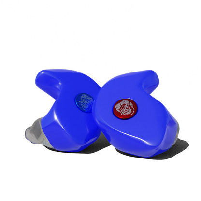 Custom Made Ear Plugs for Motorcycling. Blue CF Motoblock from Custom Fit Guards