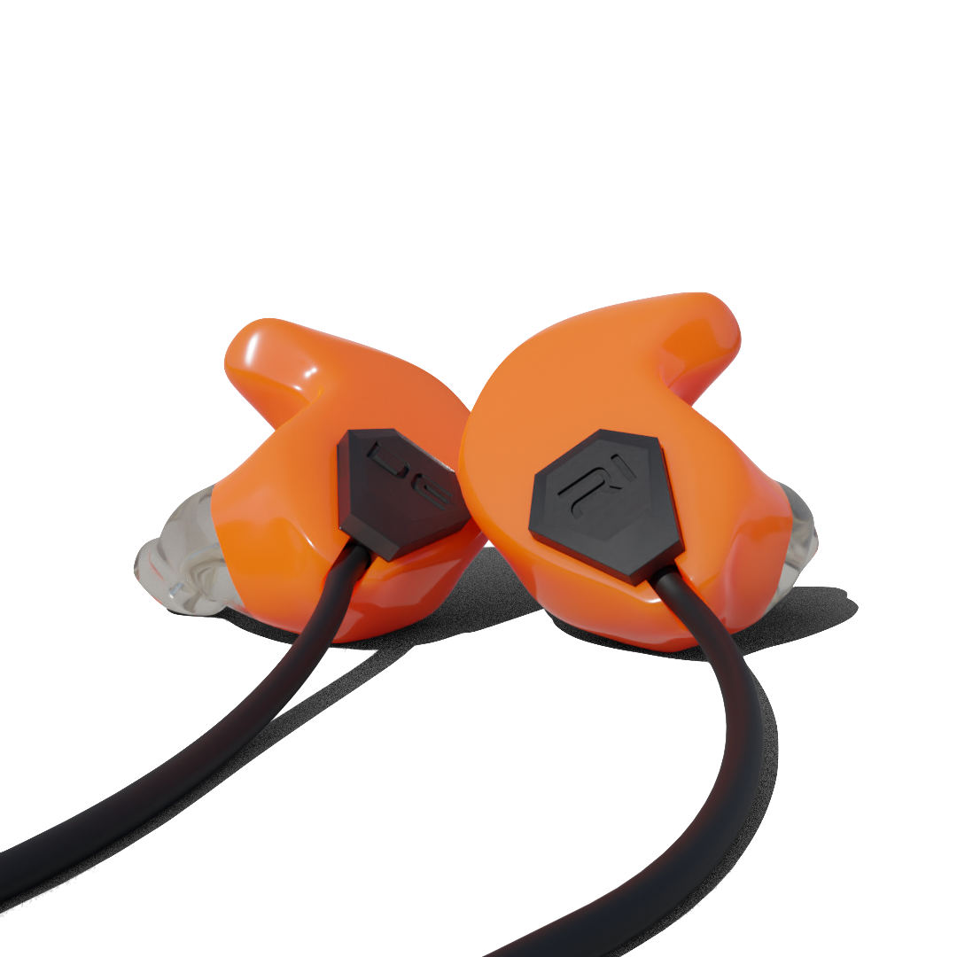 Custom Earphones for Motorcycle. Orange Ride  from Custom Fit Guards