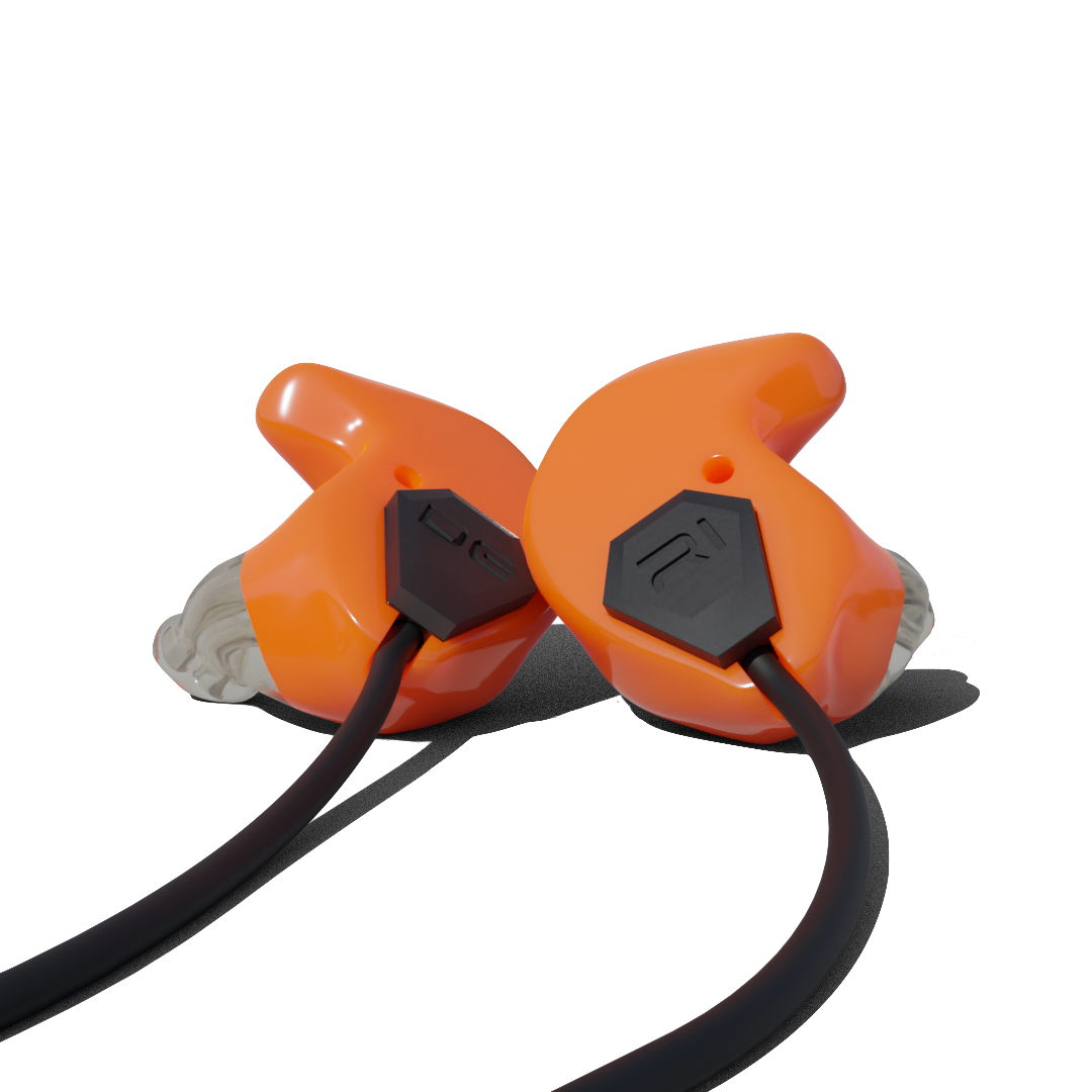 Custom Earphones for Motorcycle. Orange Ride  from Custom Fit Guards