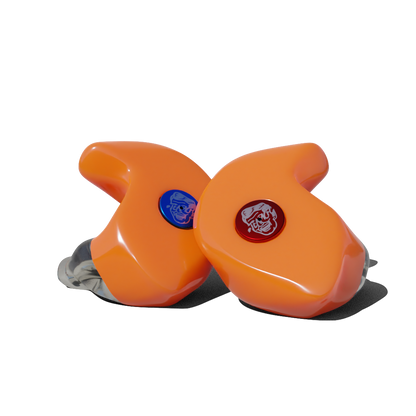 Custom Made Ear Plugs for Motorcycling. Orange CF Auto from Custom Fit Guards