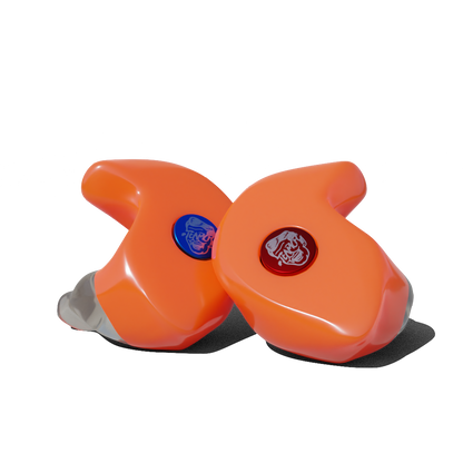 Custom Made Ear Plugs for Motorcycling. Orange CF Motoblock from Custom Fit Guards
