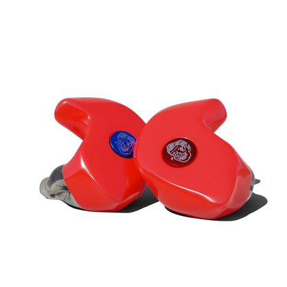 Custom Made Ear Plugs for Motorcycling. Red CF Auto from Custom Fit Guards