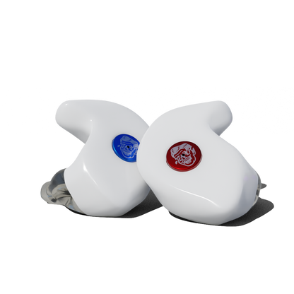 Custom Made Ear Plugs for Motorcycling. White CF Auto from Custom Fit Guards